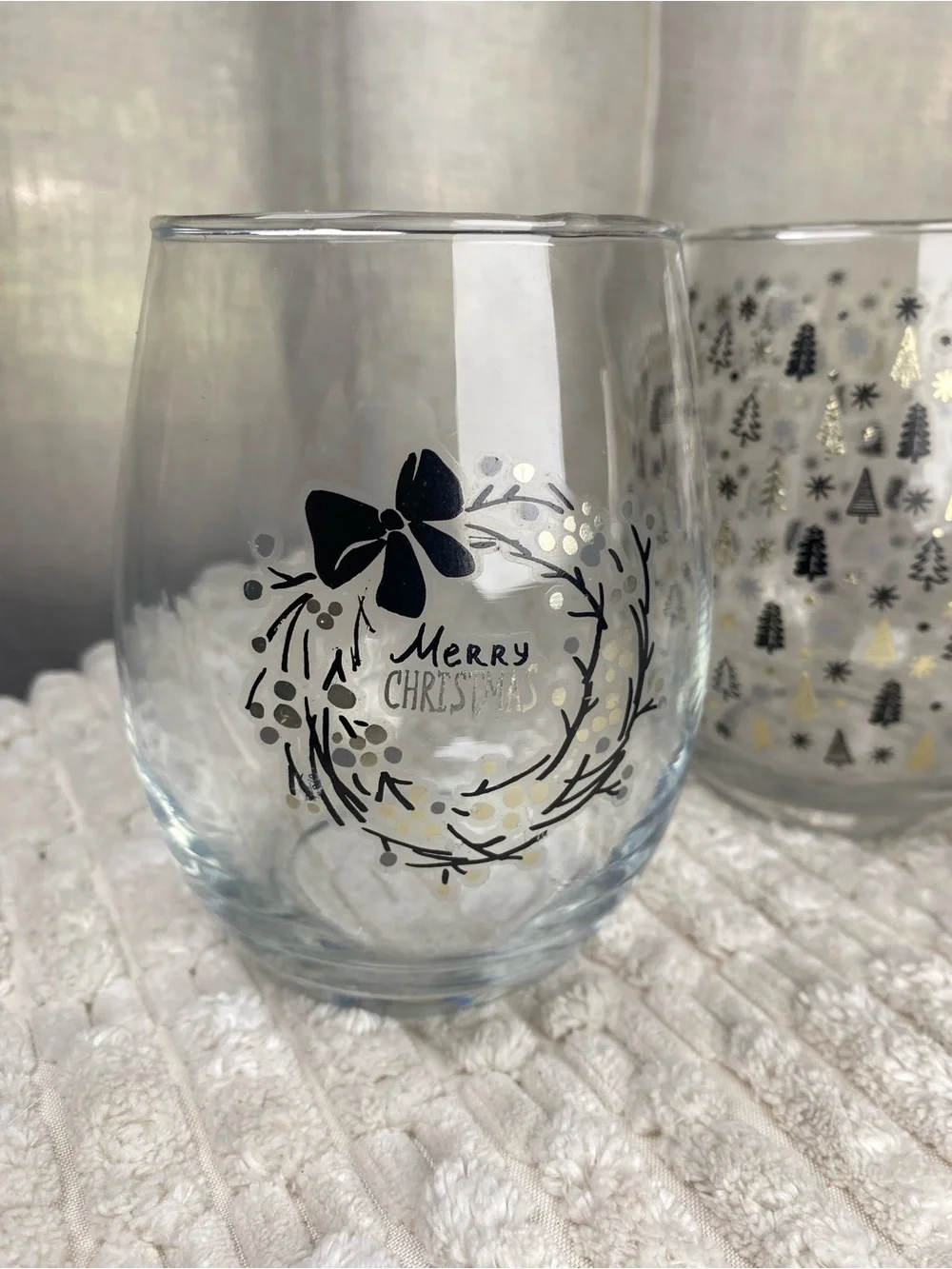Home Essentials Holiday Stemless Wine Glasses - Set of 3 Christmas
